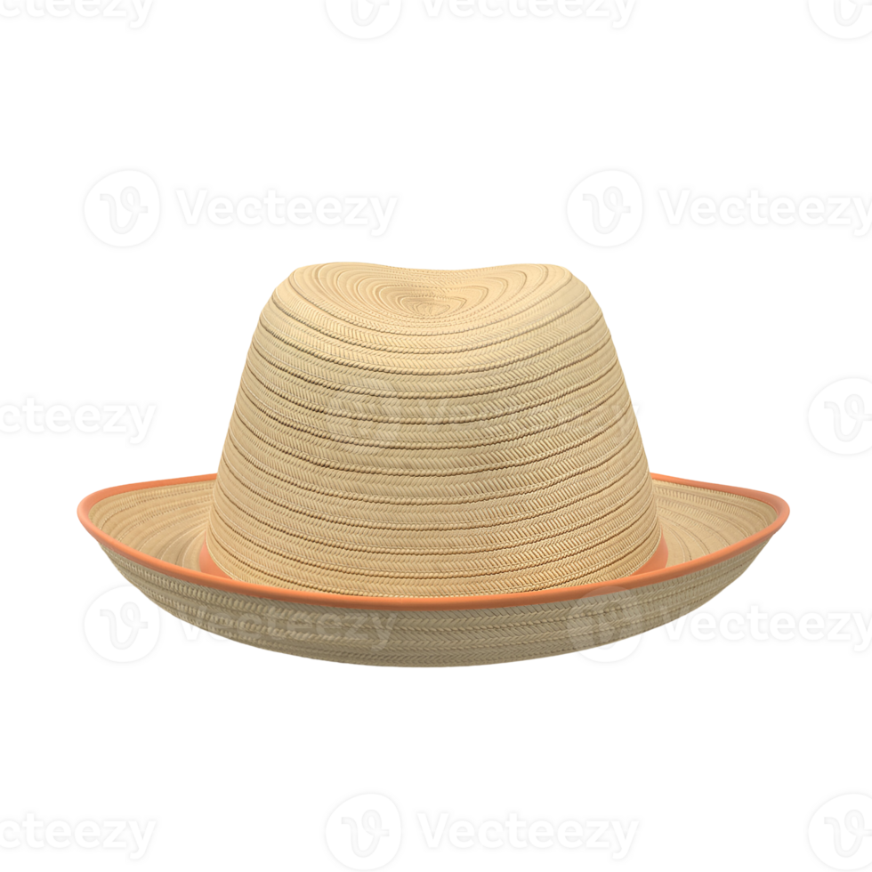 A light-colored straw hat with a wide brim and a contrasting edge, ideal for sun protection and outdoor activities. png