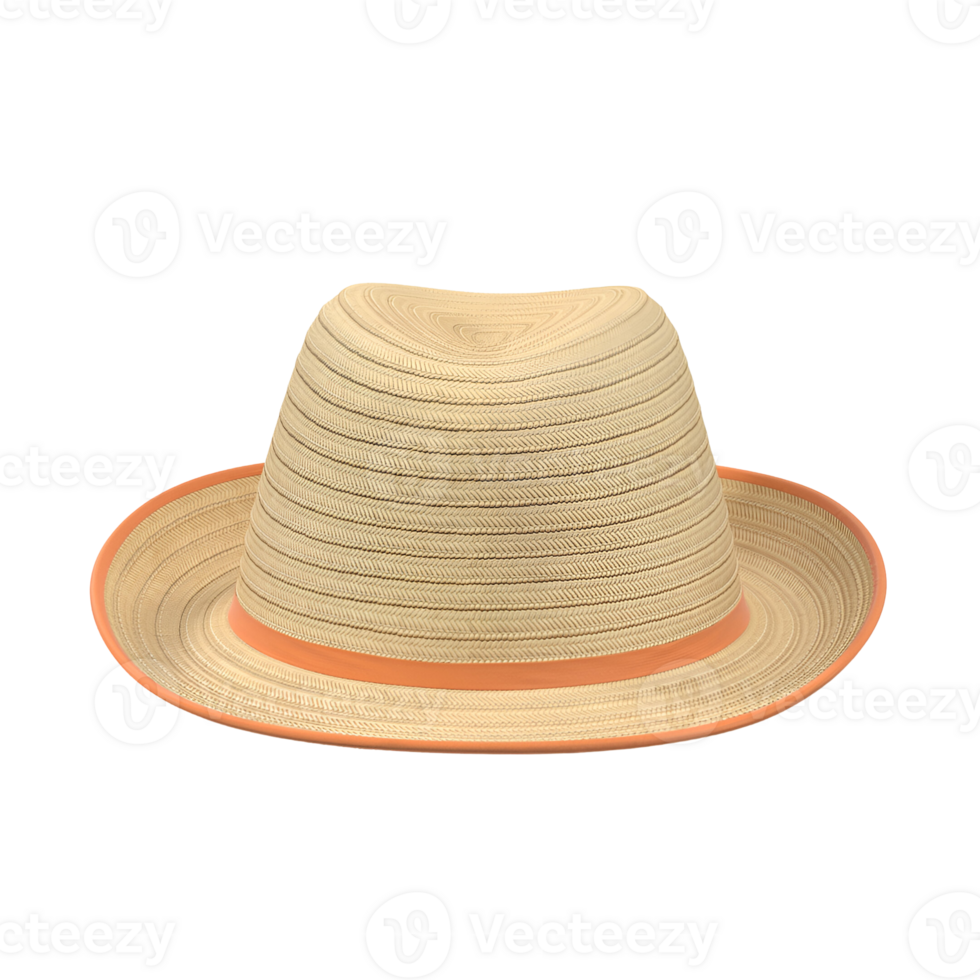 A stylish straw hat with a colorful band, perfect for sun protection and casual outdoor activities. png