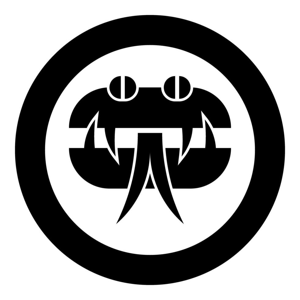 Head snake icon in circle round black color illustration image solid outline style vector