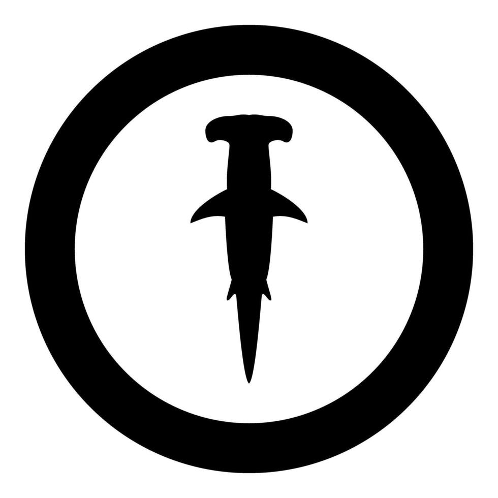 Shark hammer head icon in circle round black color illustration image solid outline style vector