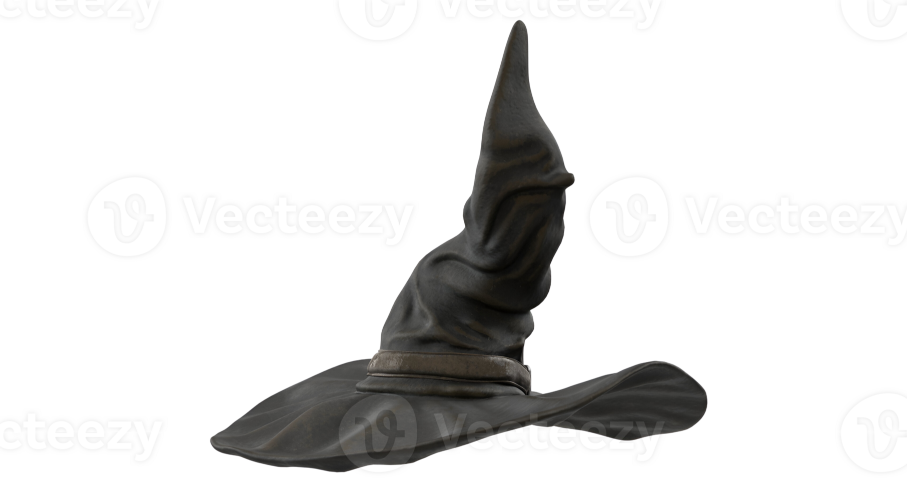 A pointed black hat with a twisted design, commonly associated with magical themes and wizardry. png
