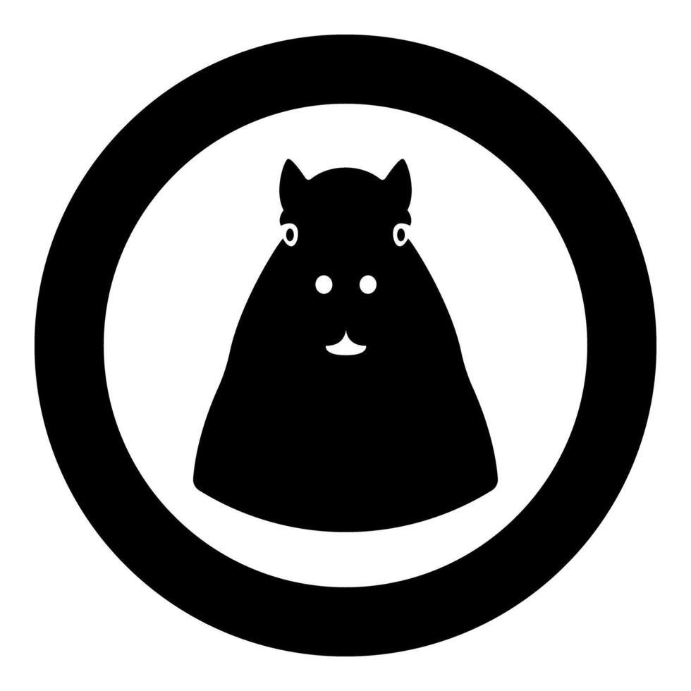 Capybara head icon in circle round black color illustration image solid outline style vector
