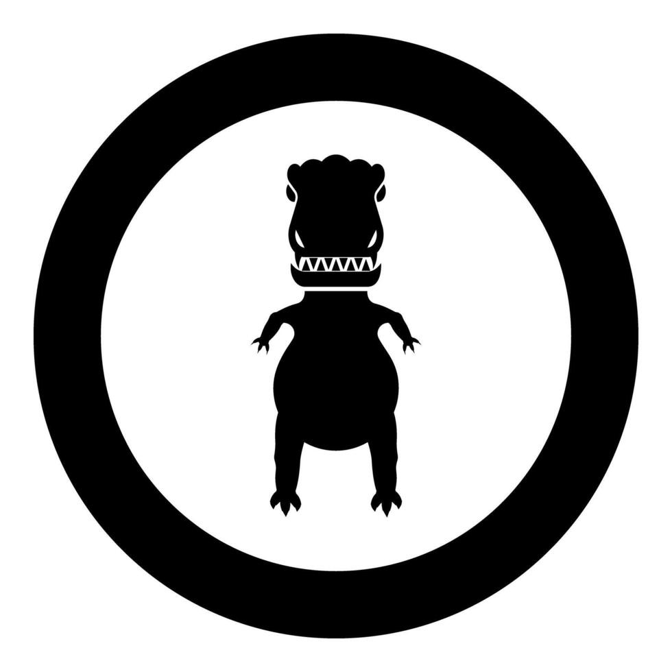 Evil dinosaur icon in circle round black color illustration image solid outline style vector