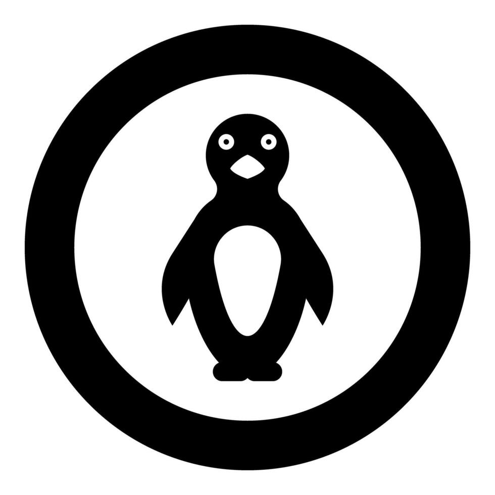 Penguin icon in circle round black color illustration image solid outline style vector
