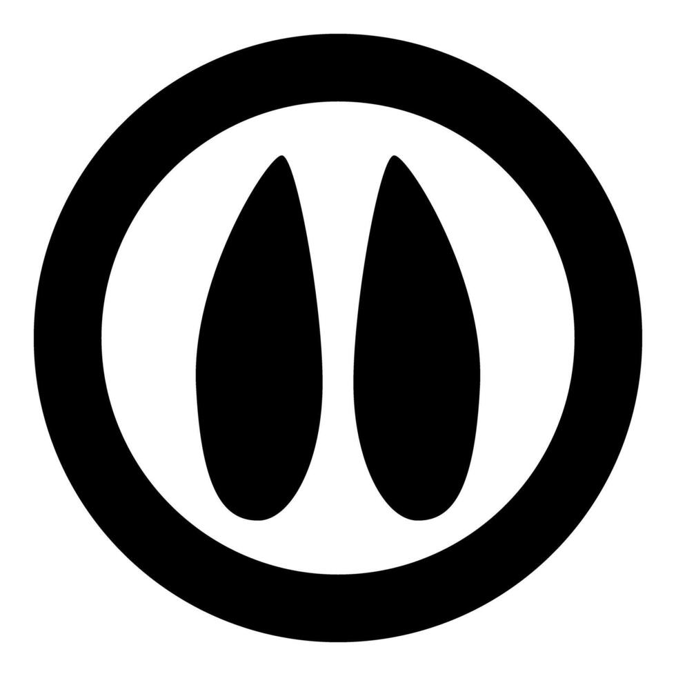 Hoof print elk icon in circle round black color illustration image solid outline style vector
