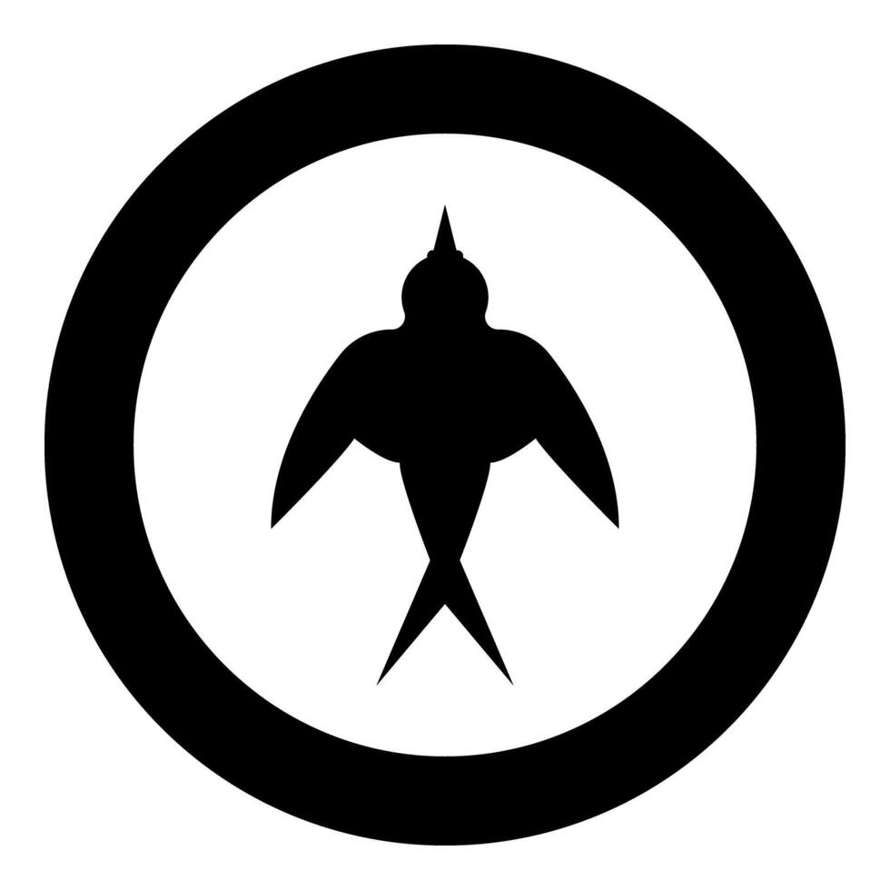Swallow bird silhouette icon in circle round black color illustration image solid outline style vector