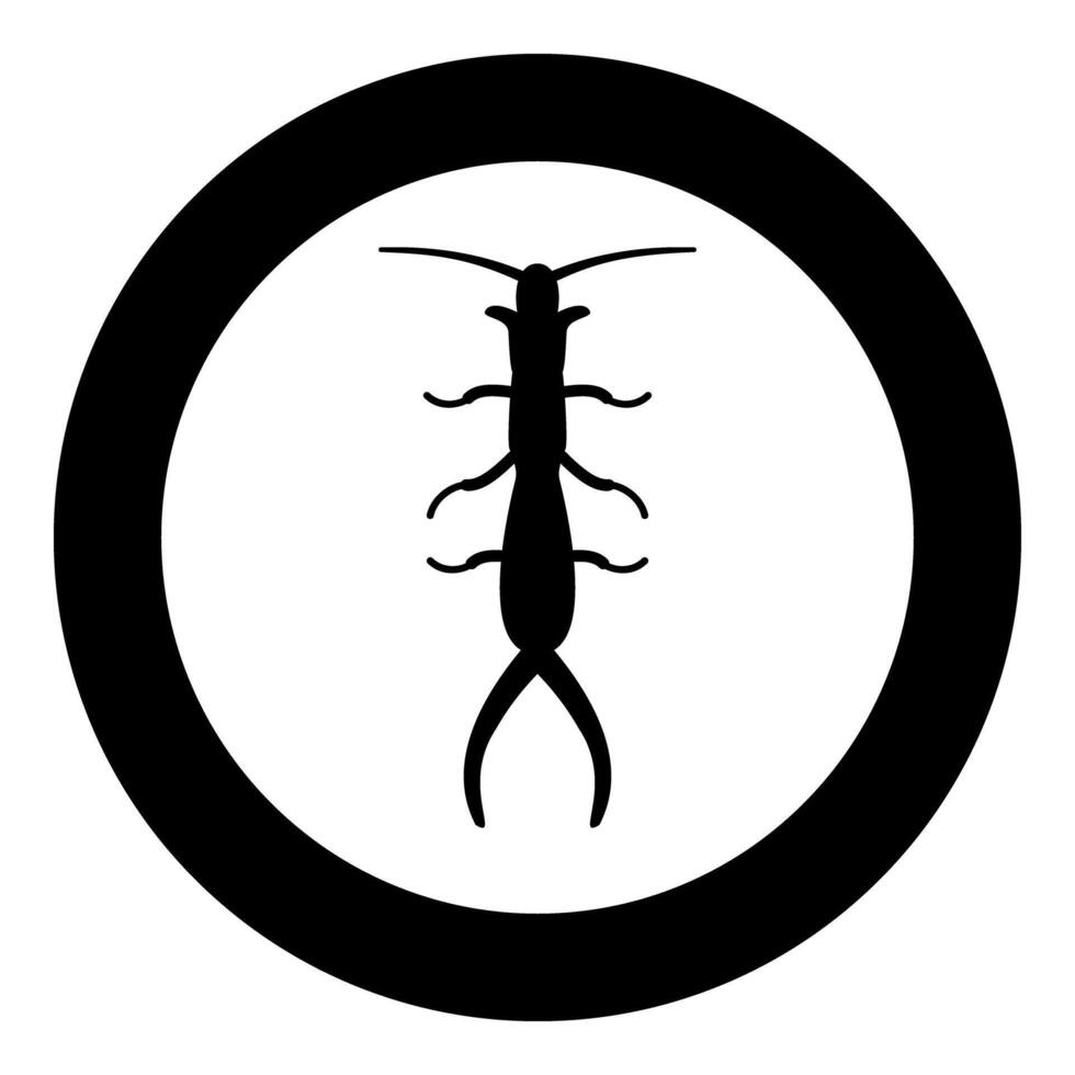 Earwig icon in circle round black color illustration image solid outline style vector