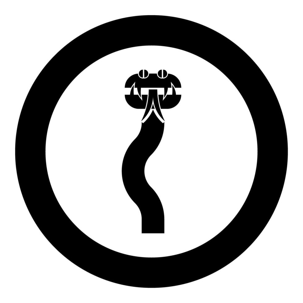 Snake silhouette icon in circle round black color illustration image solid outline style vector