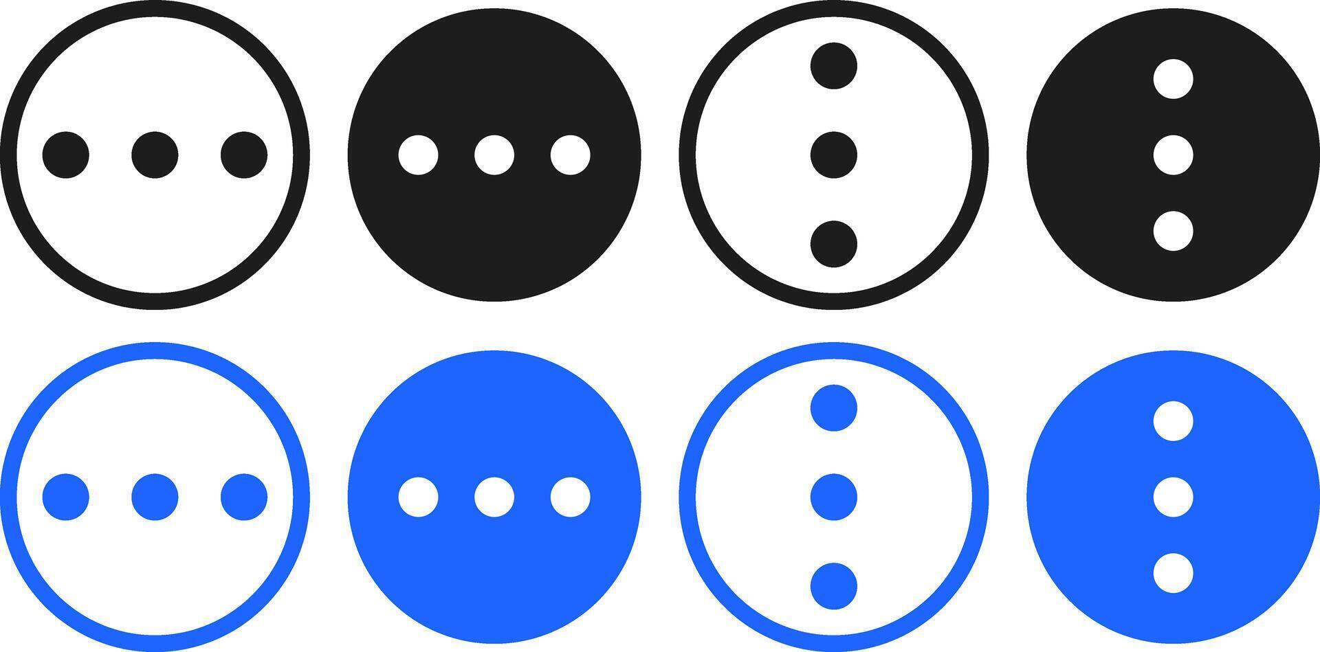 More, Options icon set. Option icon design. Menu Dots sign. vector
