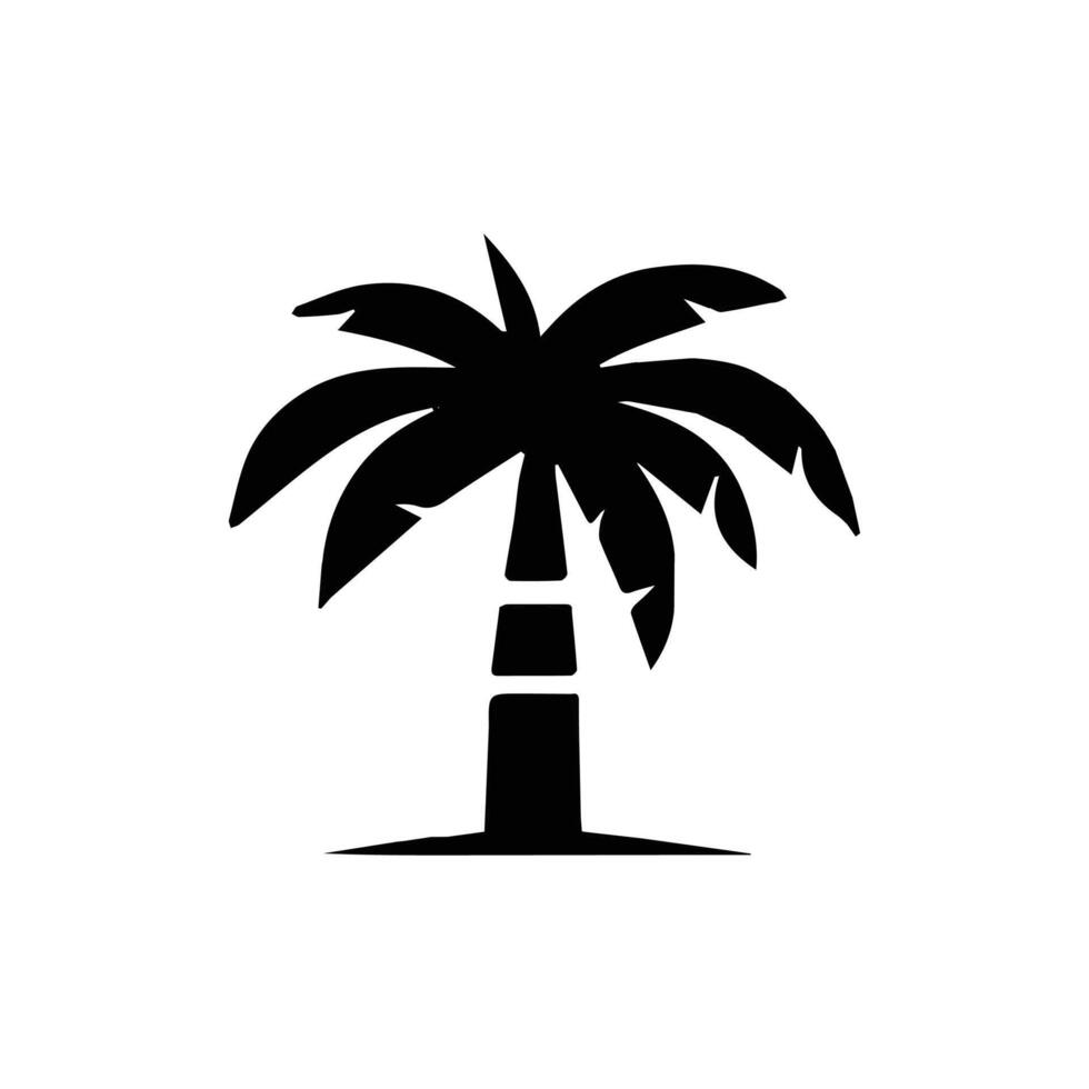 Palm tree is shown in black and white vector