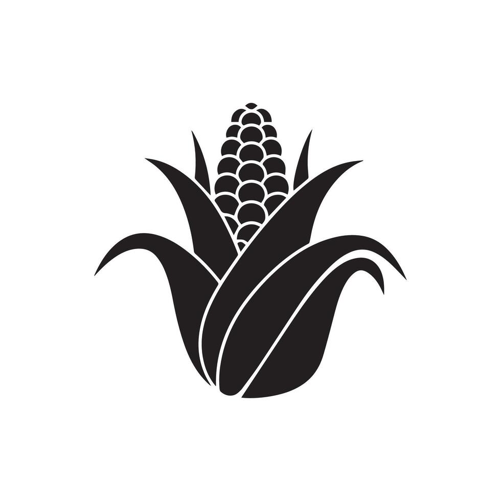 Corn black color illustration white background vector