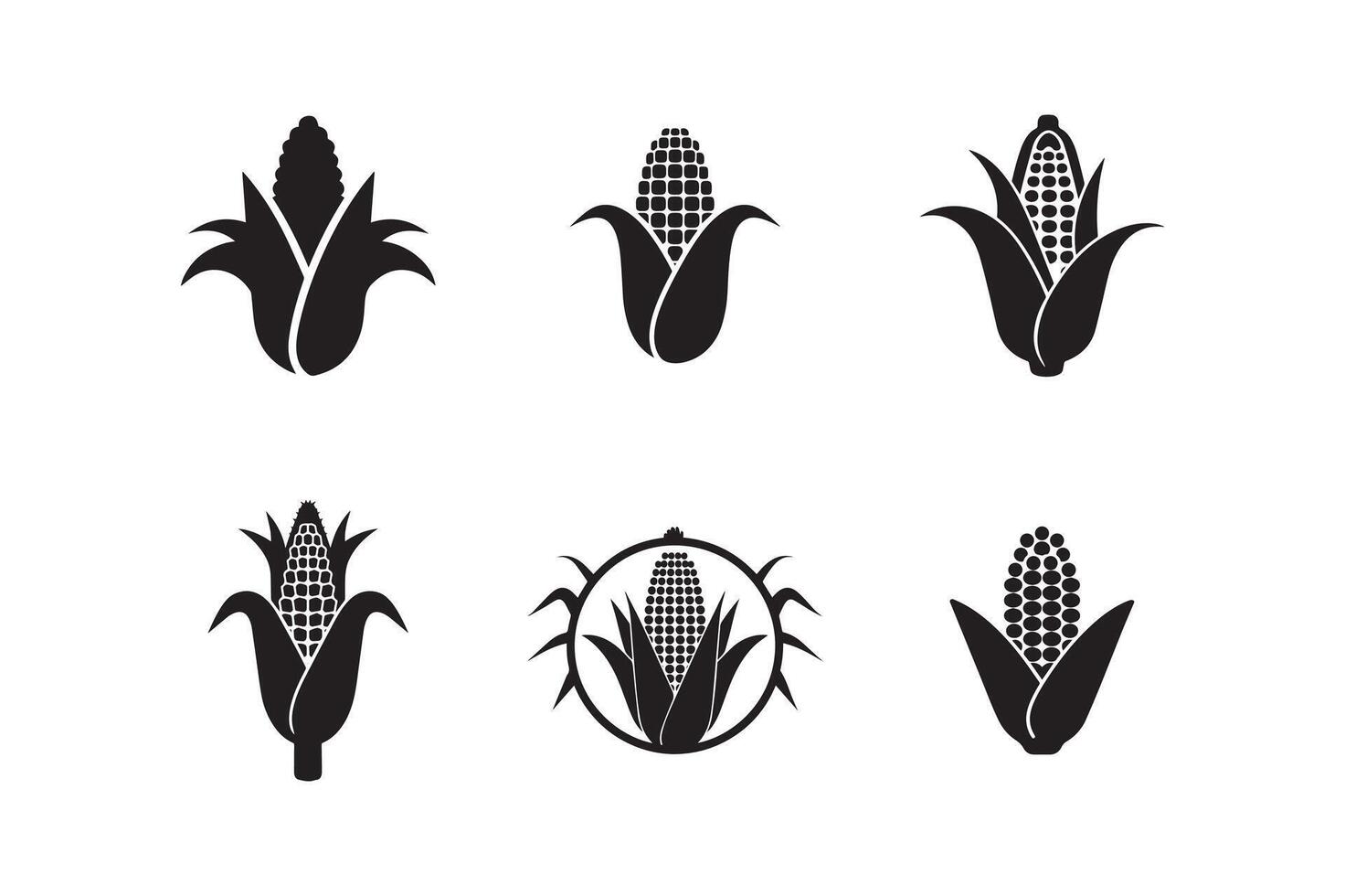 Black Corn Silhouette Set vector