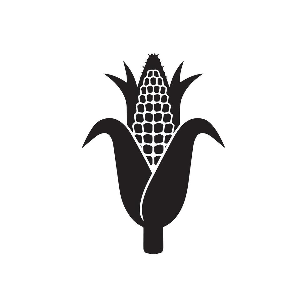 A black and white drawing of a corn on a white background vector
