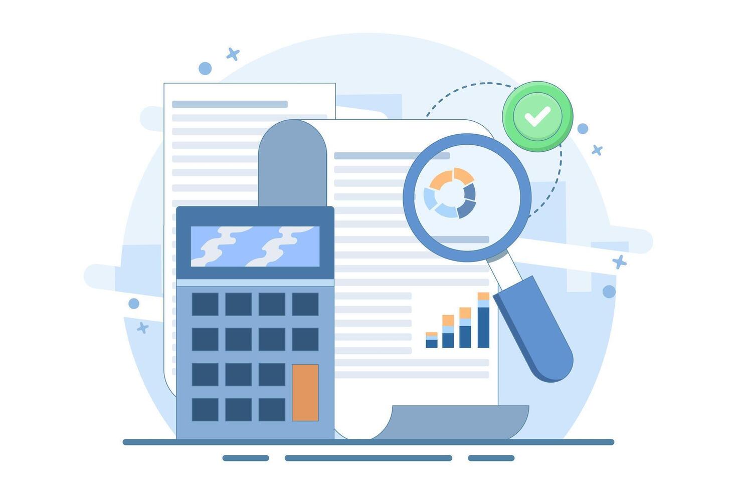 Performance data analysis concept, investment report, marketing study, audition service, Statistical and analytical concept, business performance report, marketing research service. flat . vector