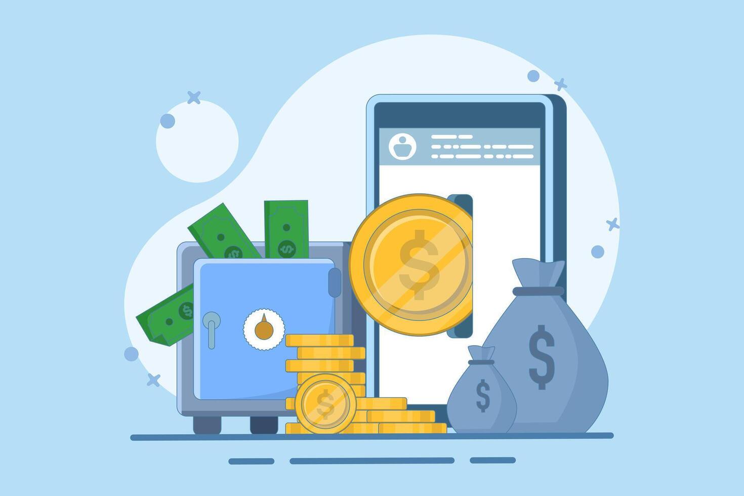 Concept of investment money, growth, success, growth chart. Concept of financial success, finance, profit. Flat illustration on background. vector