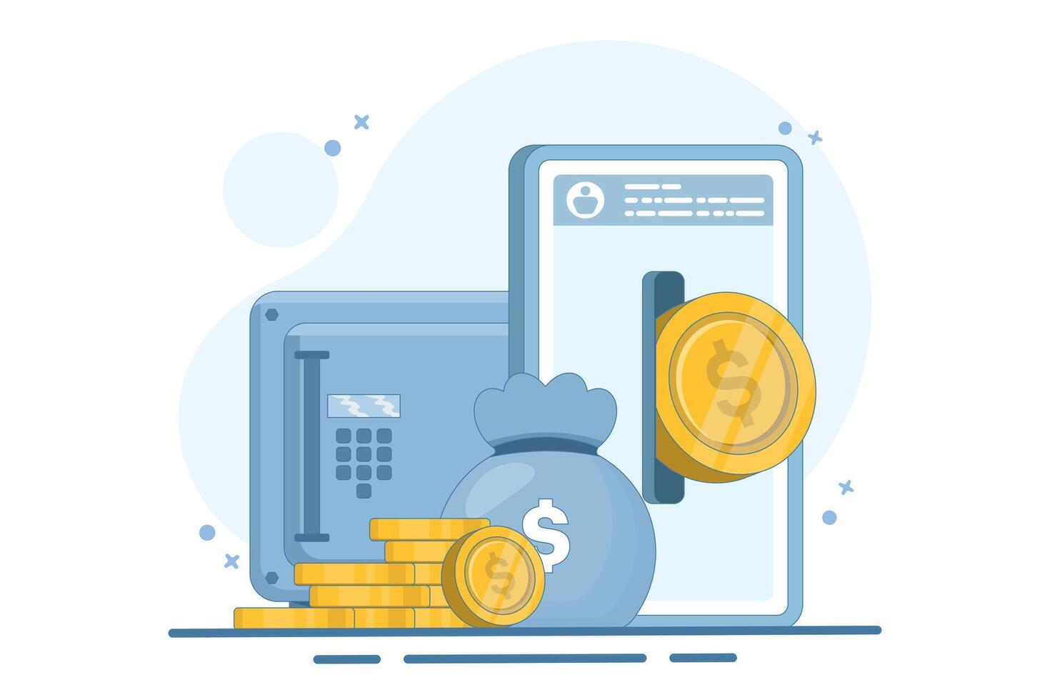 Concept of investment money, growth, success, growth chart. Concept of financial success, finance, profit. Illustration. vector