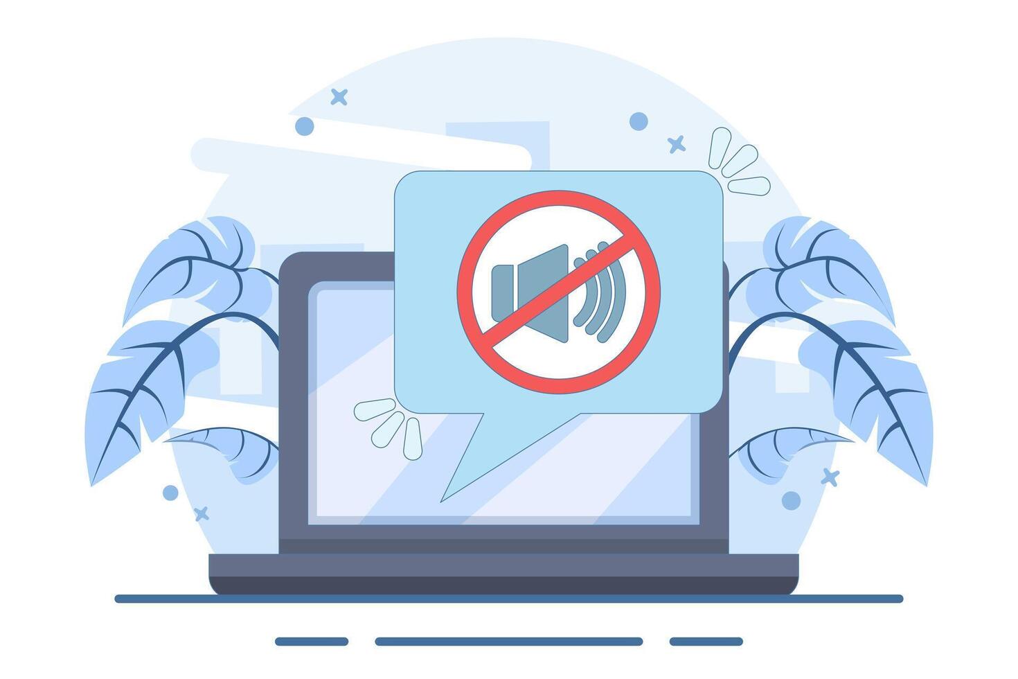 Concept of mute mode sign for mobile phone, no sound sign, flat cartoon volume off for smart phone, silent zone symbol of mobile phone. Isolated flat illustration. vector