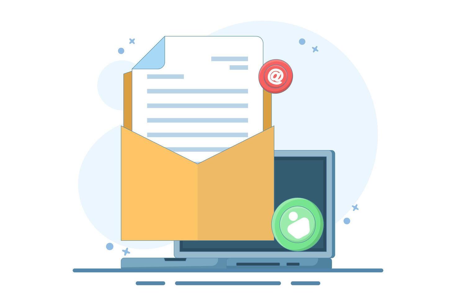 Open Envelope Concept with letter, Flat illustration of email marketing, Online business strategy, Advertising, Email newsletter, sending messages, marketing materials. Flat illustration vector