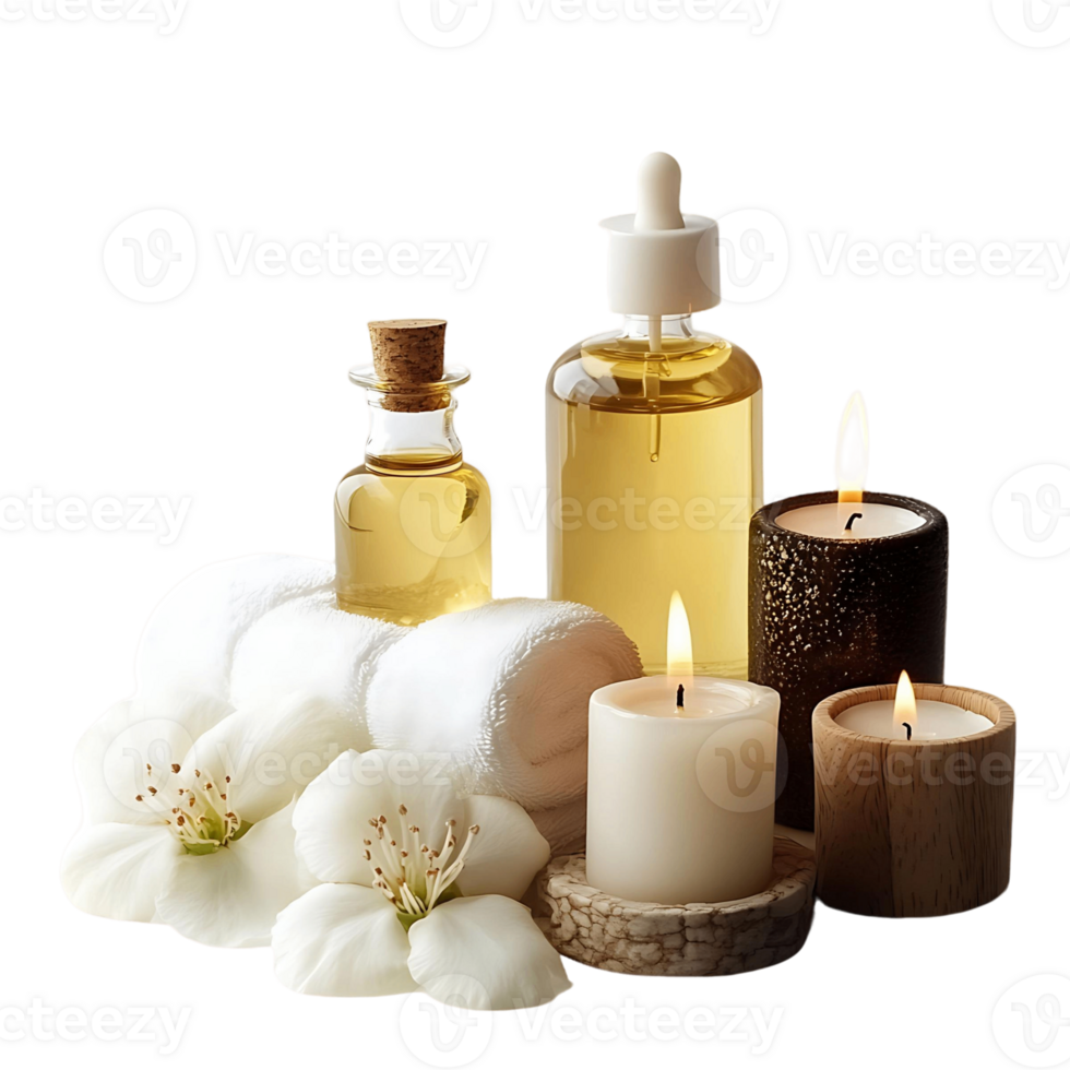Spa Relaxation with Candles and Essential Oils png