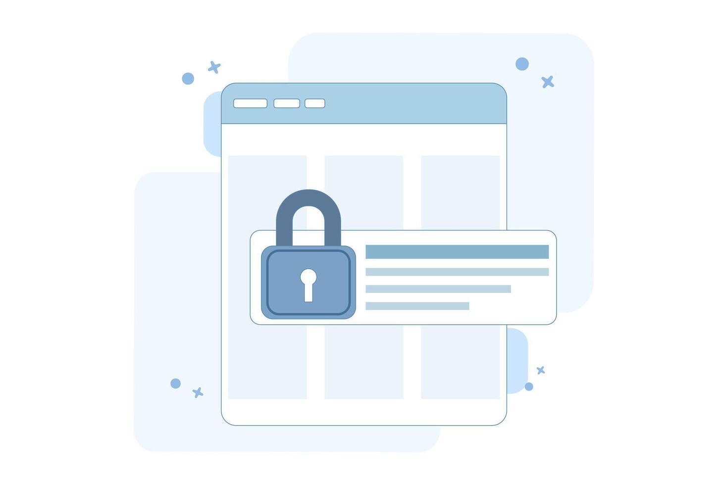Document privacy protection concept. Securing confidential online digital computer data on web electronic documents and protecting confidential access to information, website privacy permission. vector