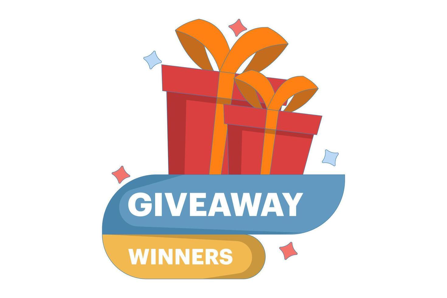 Giveaway winner concept for social media post, surprise package, customer gift. Gift box for giveaway advertisement, isolated like or repost icon in modern flat style. vector