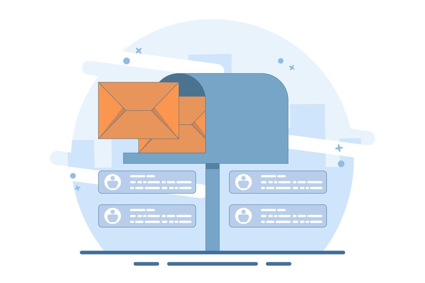 Mailbox Concept with new message notification icon, flat email marketing, Online business strategy, Advertising, Email newsletter, sending messages. flat illustration on background. vector