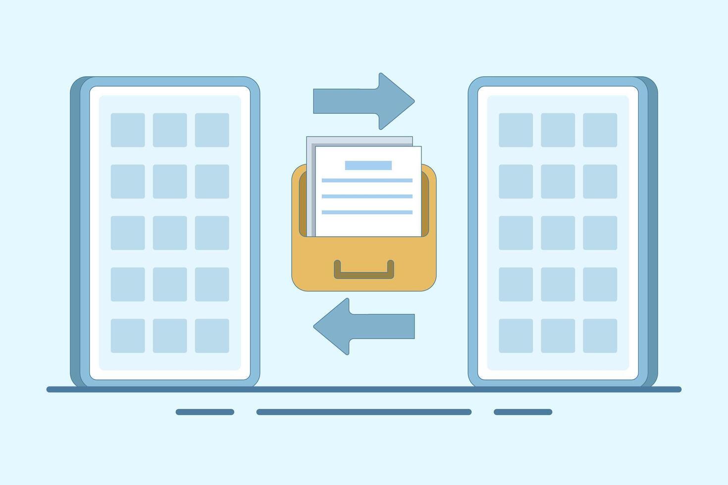 Document Collaboration concept, teamwork, online file exchange. Paper document file that regulates office contracts. illustration for banner, website, landing page, flyer. vector