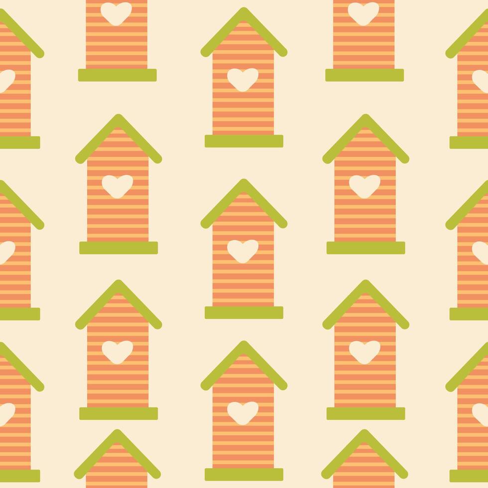 Seamless pattern bird feeders hand drawn vector