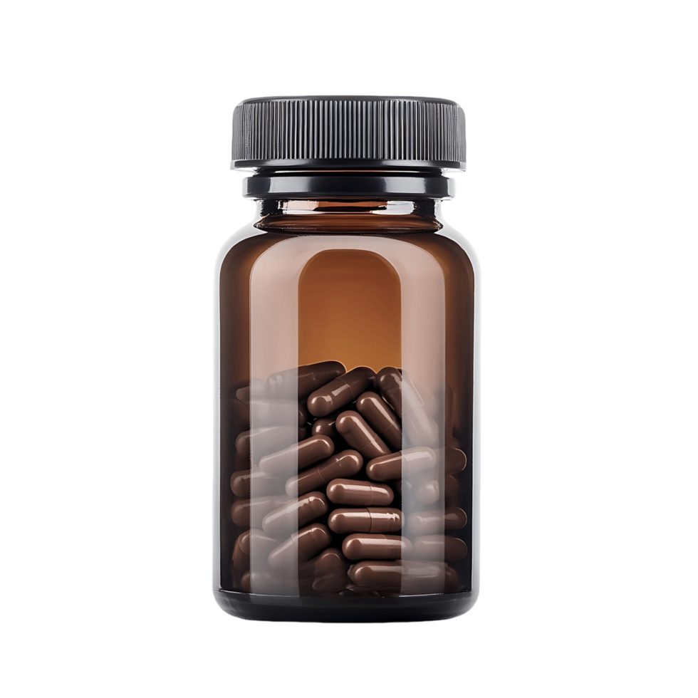 A bottle of pills is filled with pills png