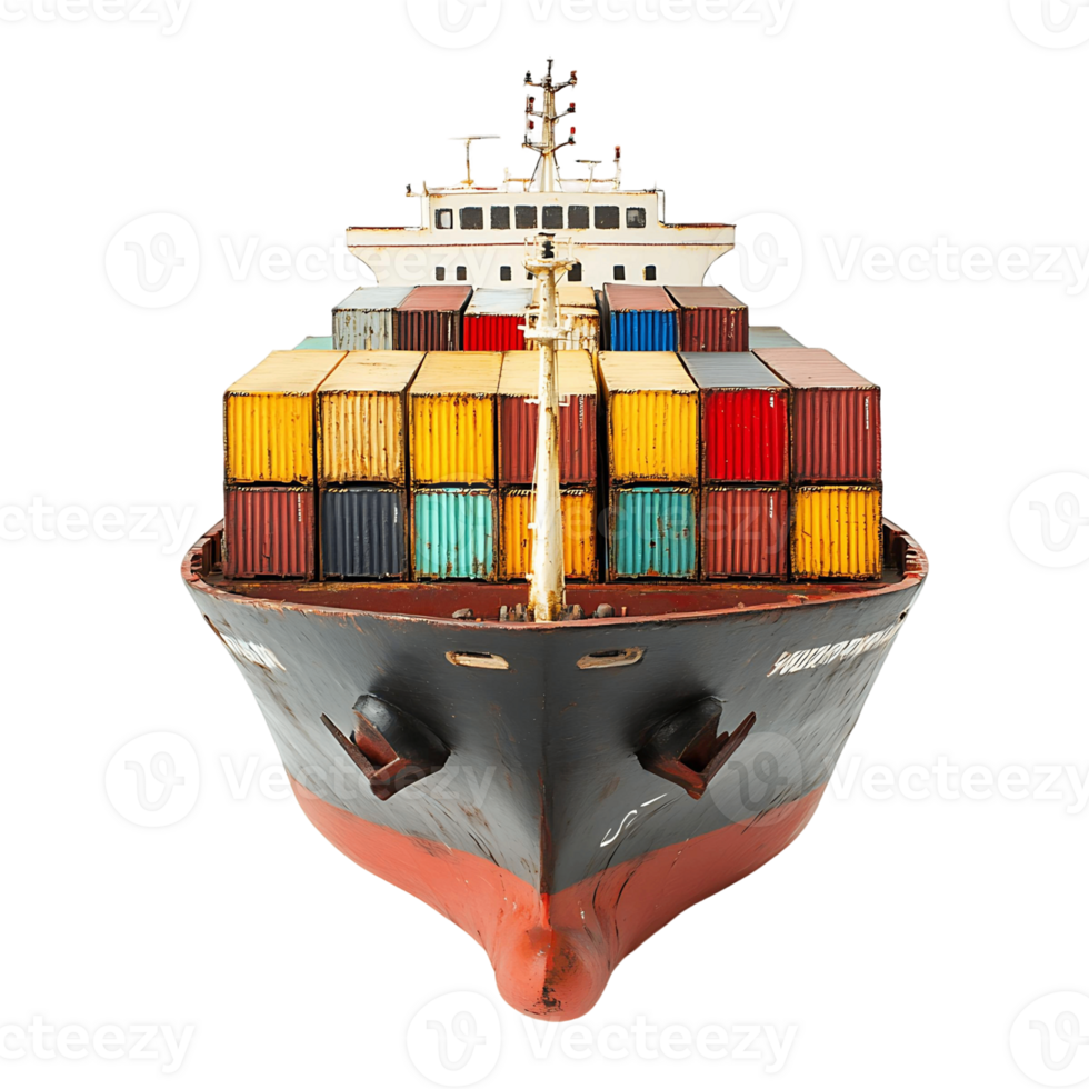 Cargo Ship with Colorful Containers png