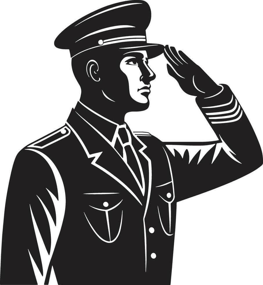 Heroic Soldier Saluting Icon vector