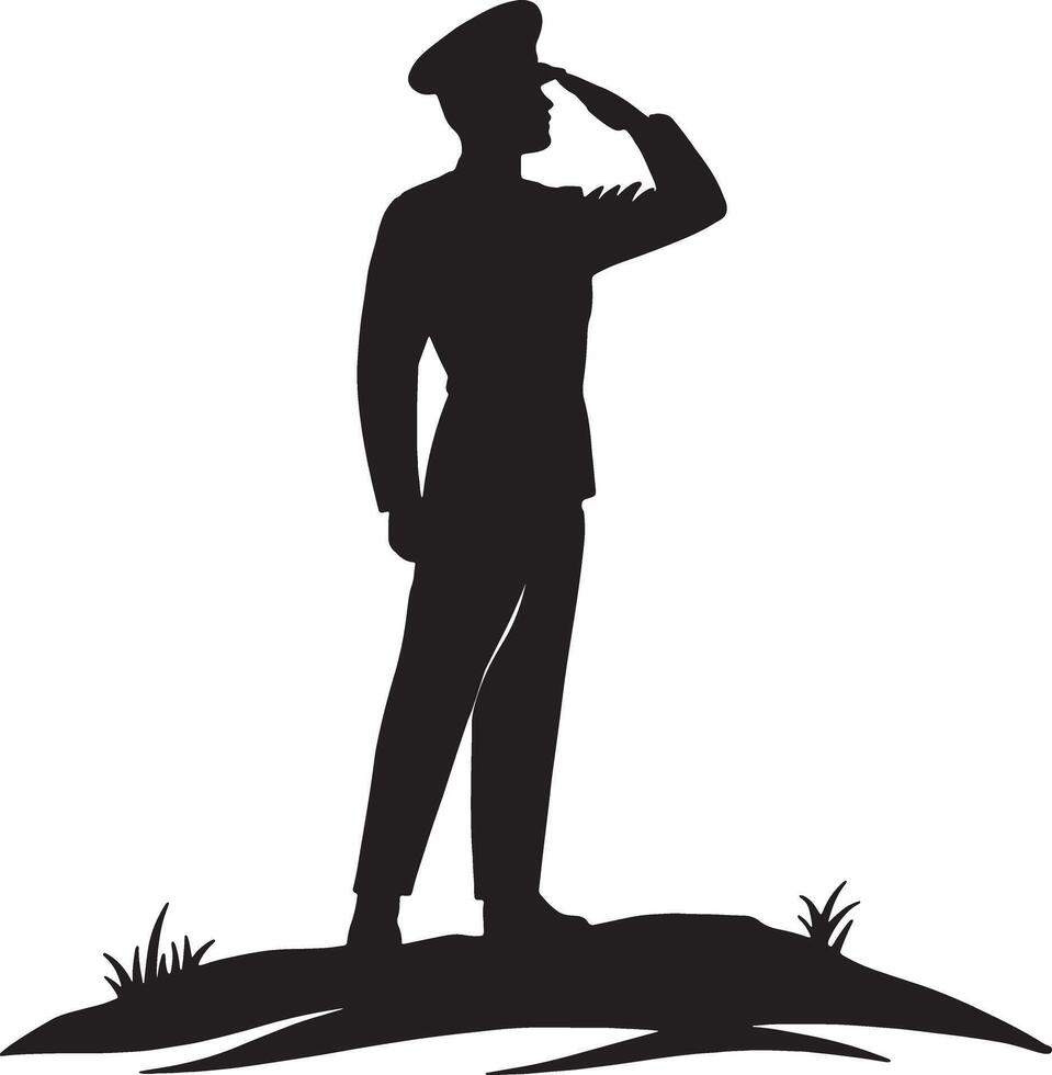 Minimalist Soldier Saluting Design vector