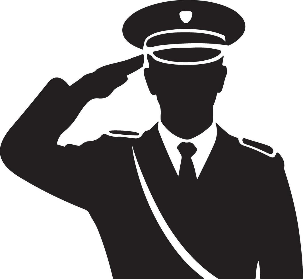 Bold Soldier Saluting Outline vector