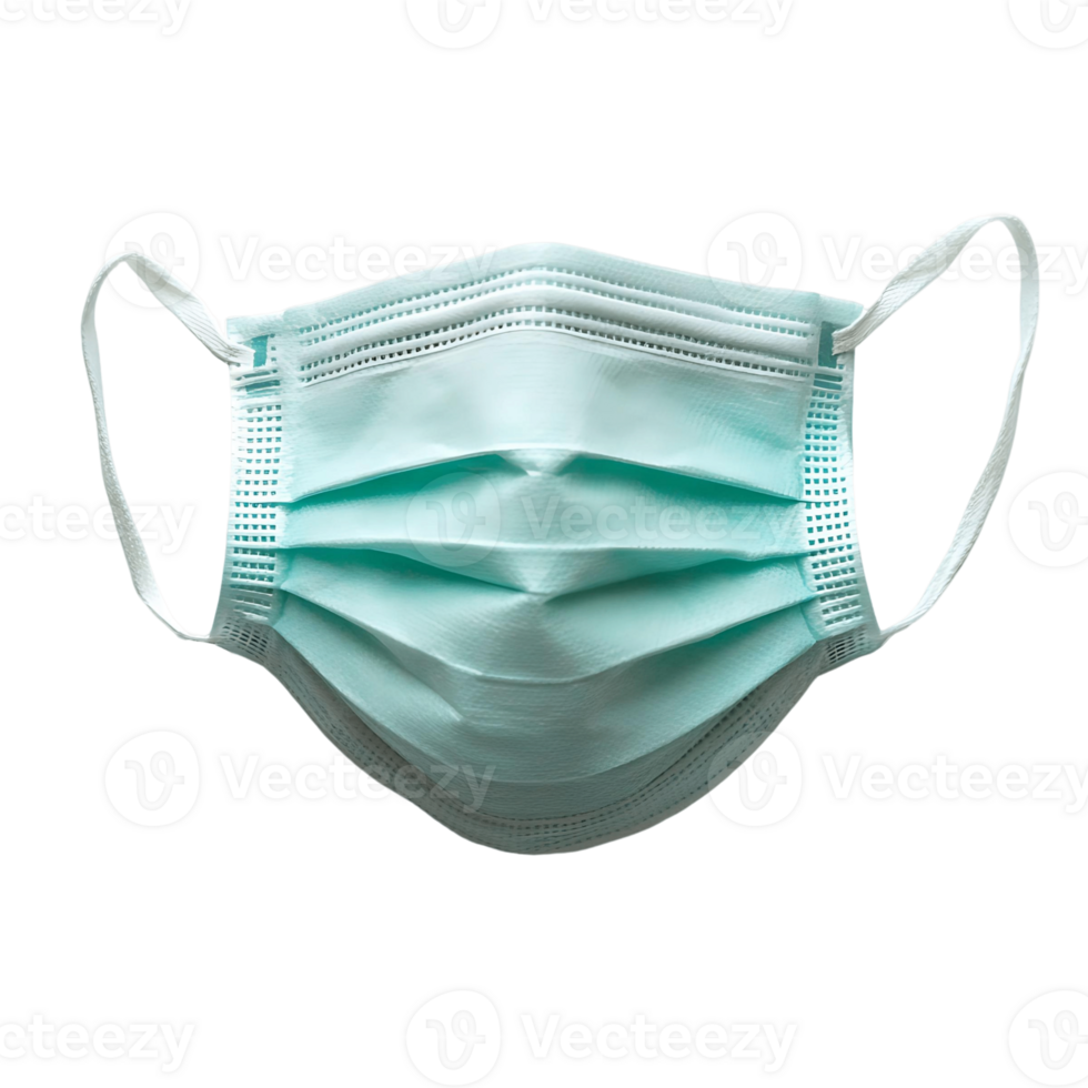 A blue surgical mask with a white handle png