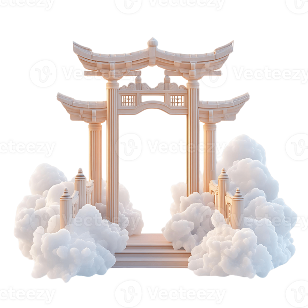 Heaven Gates on clouds isolated on transparent background png