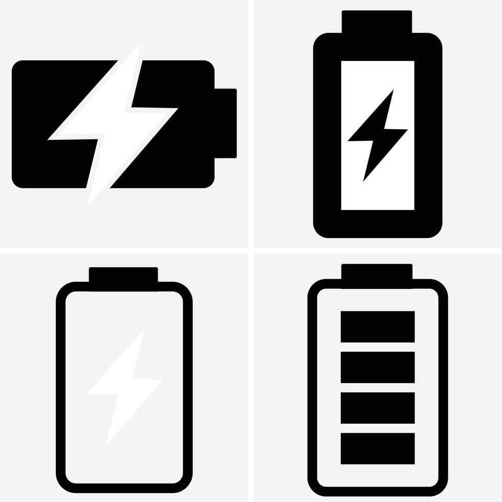 Set of Battery Symbol Icon Illustration vector