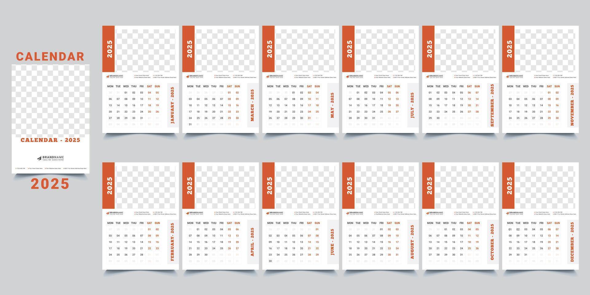 Wall Calendar 2025 A3 Size vector