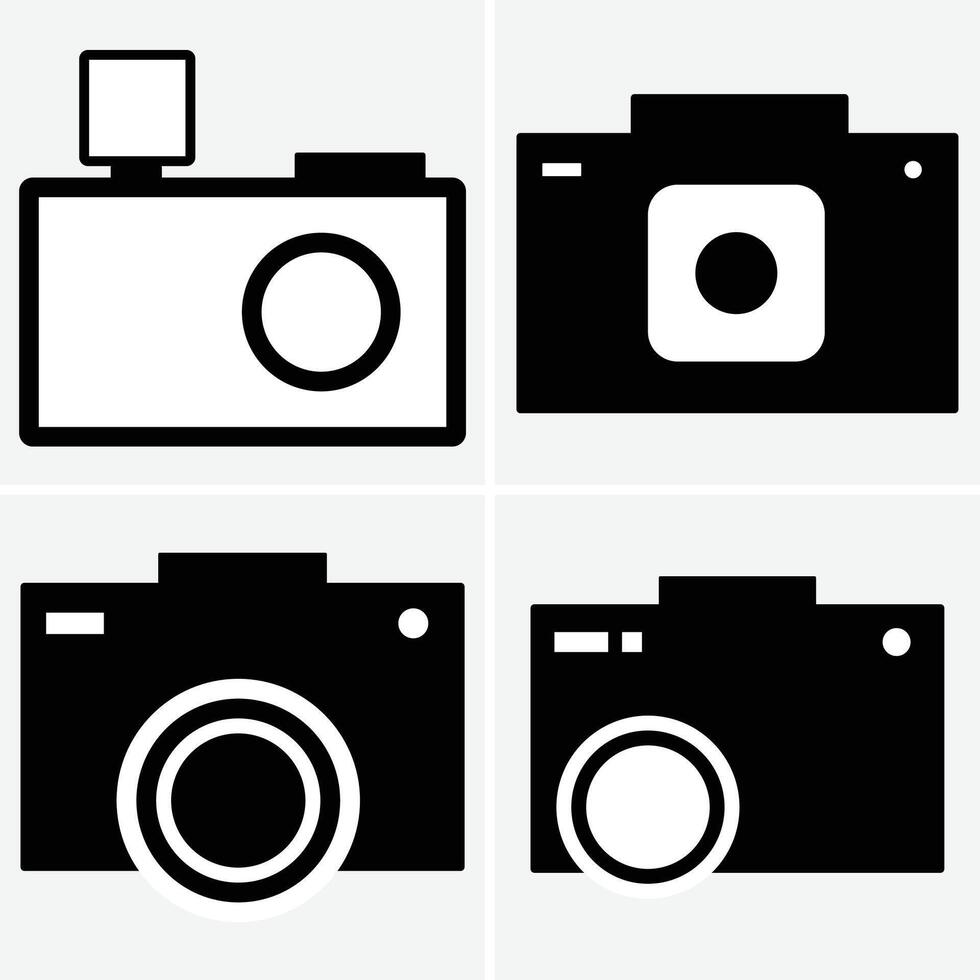 Camera icon set, photo camera icon, camera photography icon, Camera icon silhouette vector