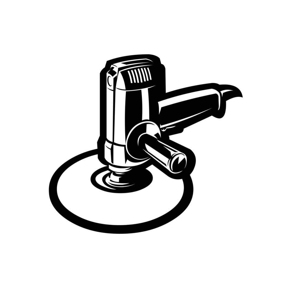 Car polisher machine monochrome illustration isolated vector