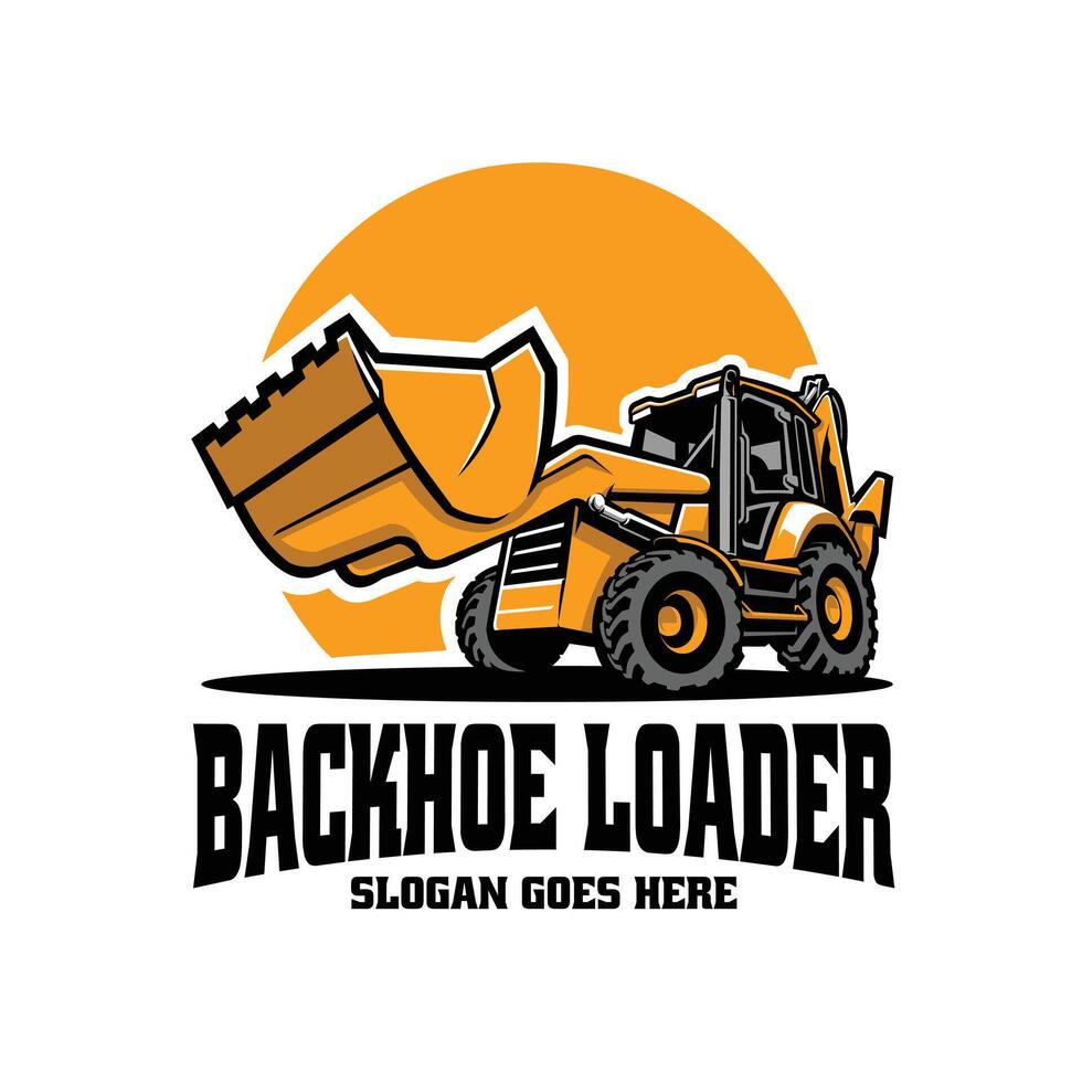 Backhoe loader logo illustration. Best for construction related industry vector