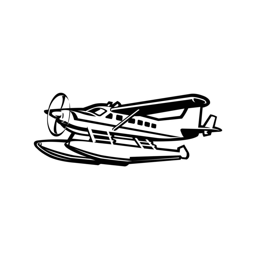 Sea plane monochrome icon illustration vector