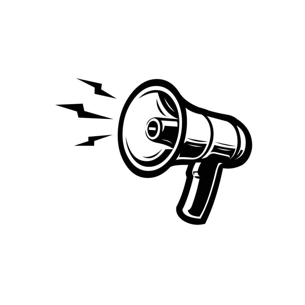 Mega phone speaker illustration isolated. Black mega phone speaker monochrome silhouette vector