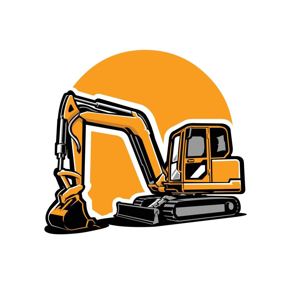 Mini excavator backhoe art illustration. Best for construction related industry vector