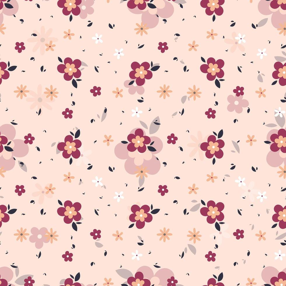 Hand drawn floral flower pattern. vector
