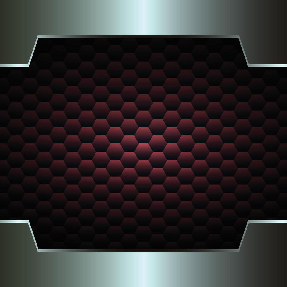 Metallic frame on hexagon background. vector