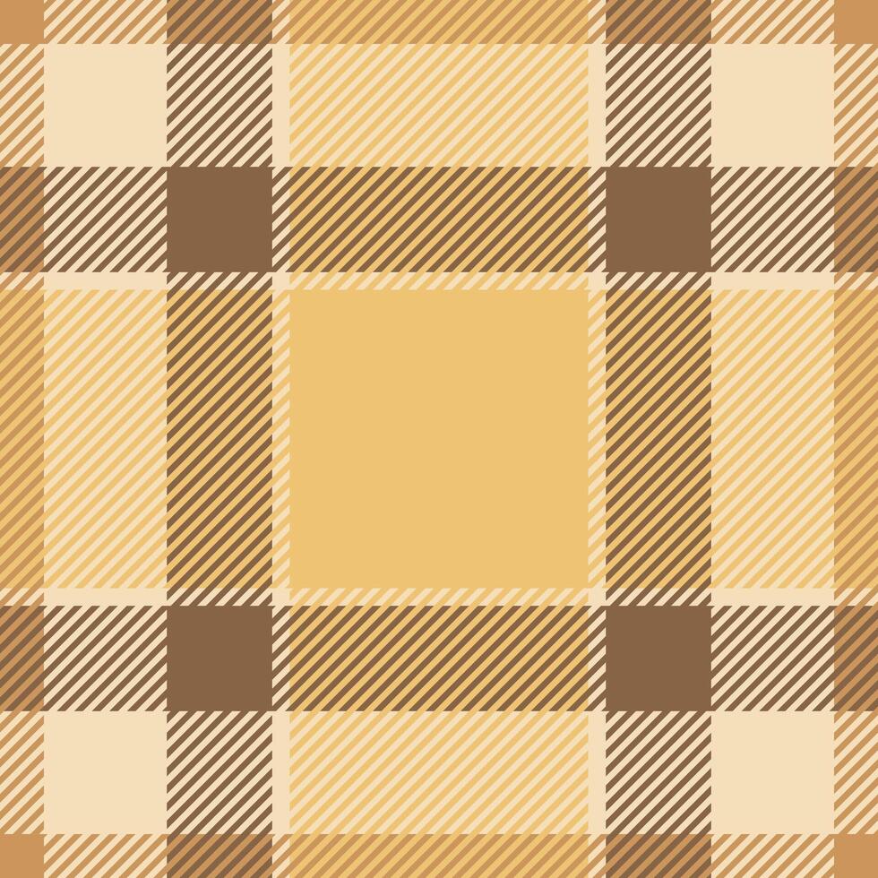 Tracery plaid seamless background, gingham check tartan . Festive pattern textile fabric texture in orange and light colors. vector