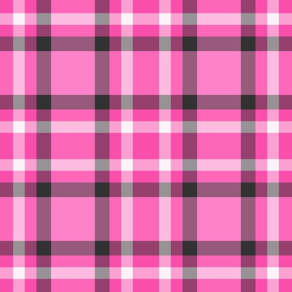 Fashion plaid check pattern, form fabric background seamless. Thin tartan textile texture in pink and hot pink colors. vector
