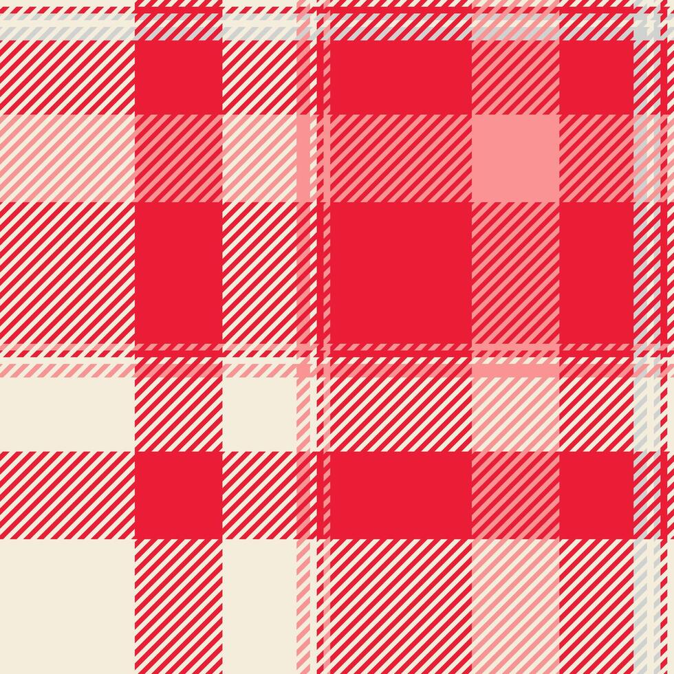 Layout seamless background, comfortable tartan textile fabric. Rough check plaid pattern texture in red and antique white colors. vector