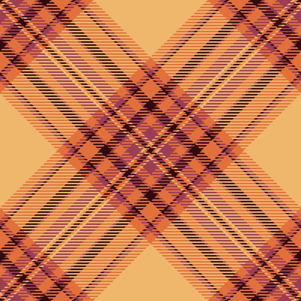 Scotland texture fabric check, folded seamless textile. Countryside pattern plaid background tartan in orange and red colors. vector