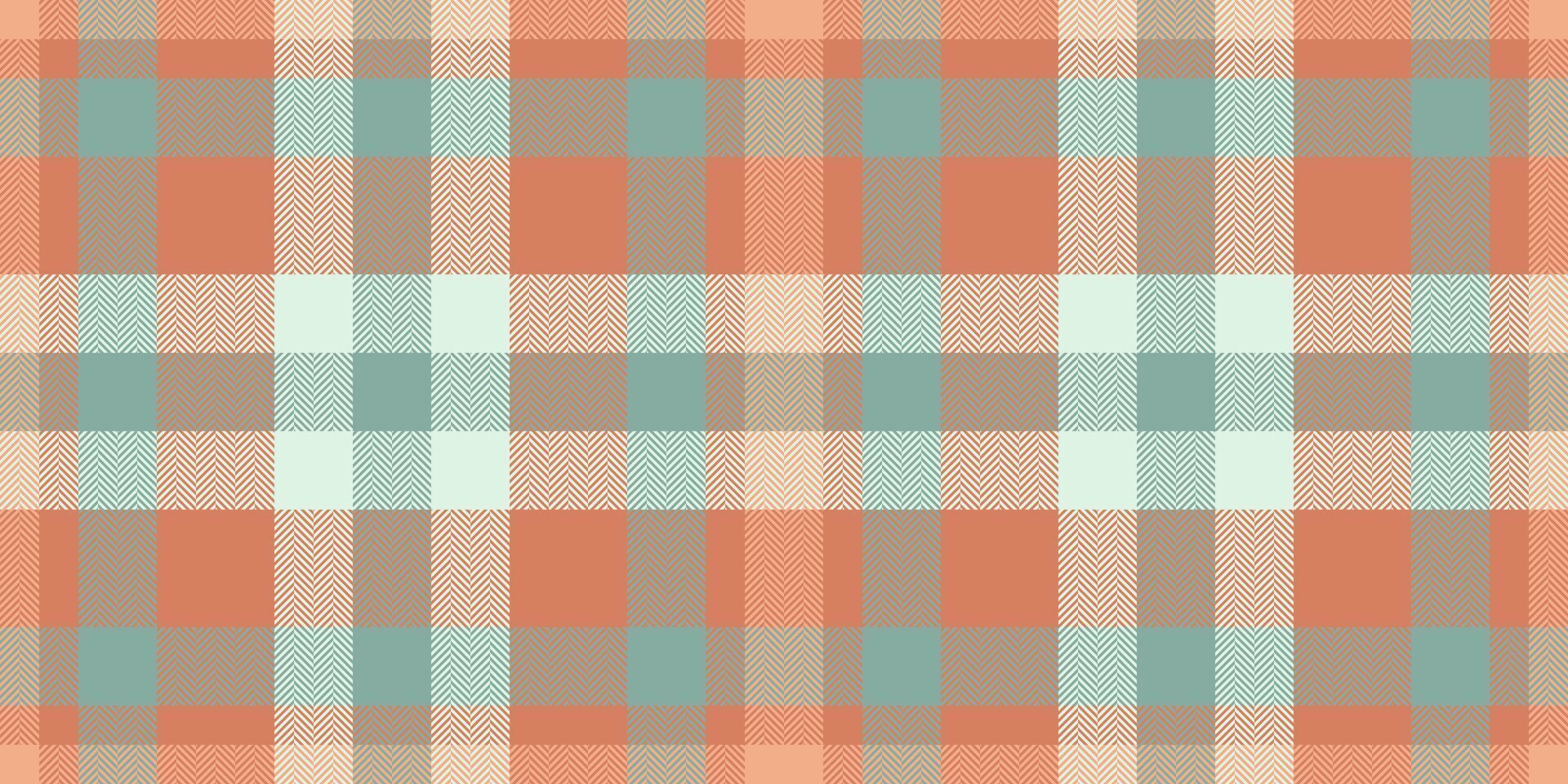 Tape seamless plaid fabric, decor pattern tartan. Aged textile background check texture in orange and pastel colors. vector